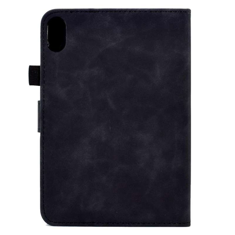 For iPad mini 6 Embossed Smile Flip Tablet Leather Smart Case(Black)