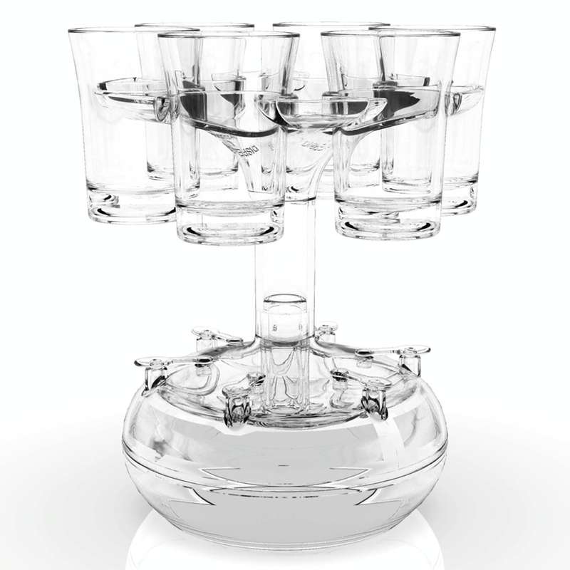 6 Shot Glass Dispenser And Holder Automatic Diversion Pourer(Wine Red)