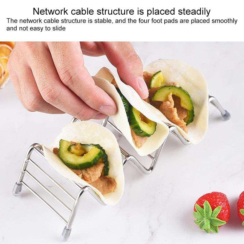 Taco Rack Stainless Steel 304 Taco Rack Taco Pancake Stand, Specification: Single Cup At Both Ends