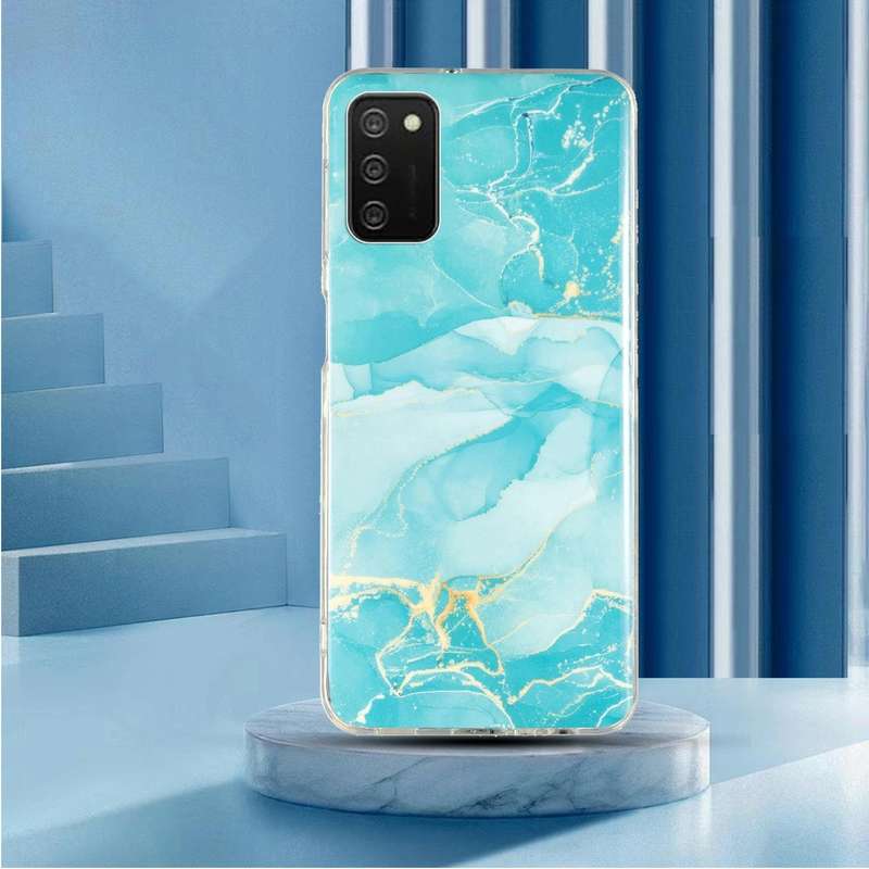 For Samsung Galaxy A02s IMD Marble Pattern TPU Phone Case(Green)