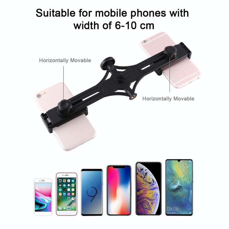 PULUZ Live Broadcast Dual Phone Brackets Horizontal Holder for iPhone, Galaxy, Huawei, Xiaomi, So...