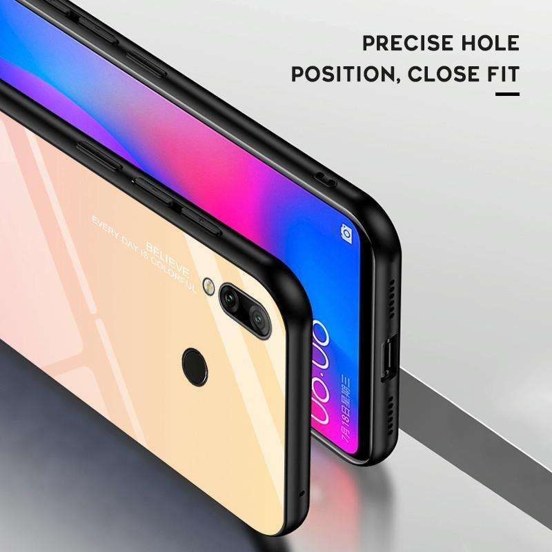 For Huawei Y7 (2019) / / Y7 Prime (2019) Gradient Color Glass Case(Red)