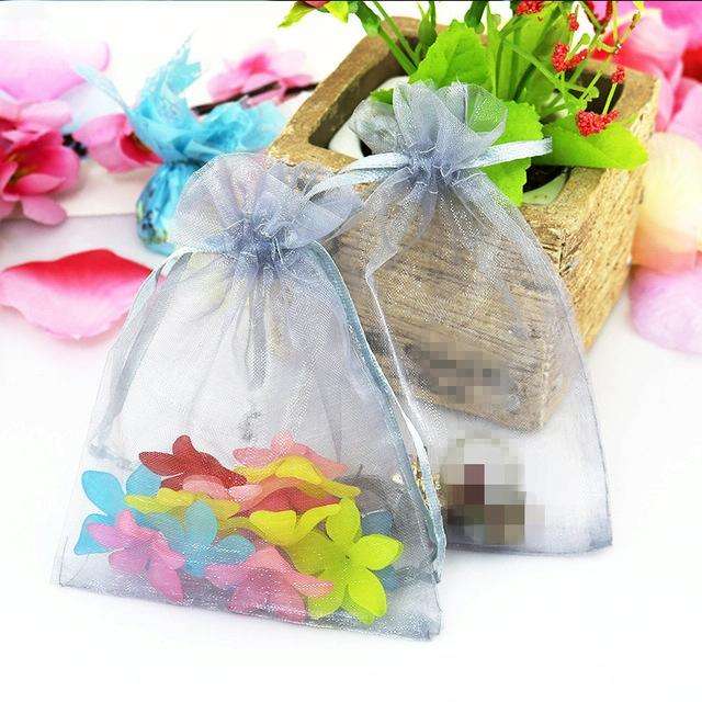 100 PCS Organza Gift Bags Jewelry Packaging Bag Wedding Party Decoration, Size: 7x9cm(D5 Silver R...