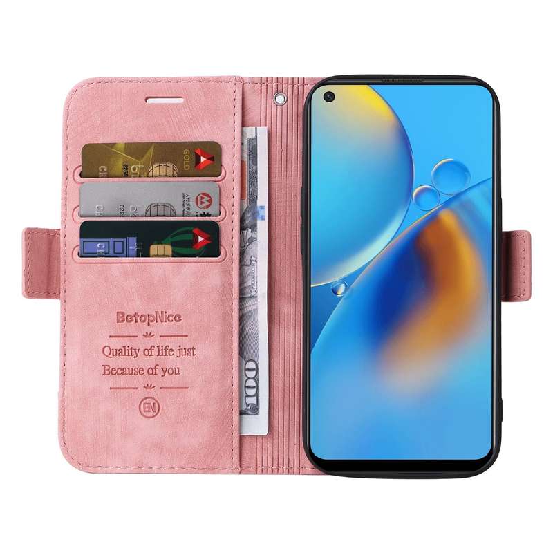 For OPPO A74 4G BETOPNICE Dual-side Buckle Leather Phone Case(Pink)