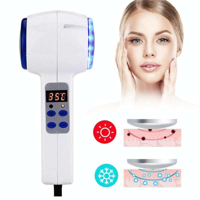 Face Care Device Hot Cold Hammer Cryotherapy Blue Photon Acne Treatment Skin Beauty Massager Lift...