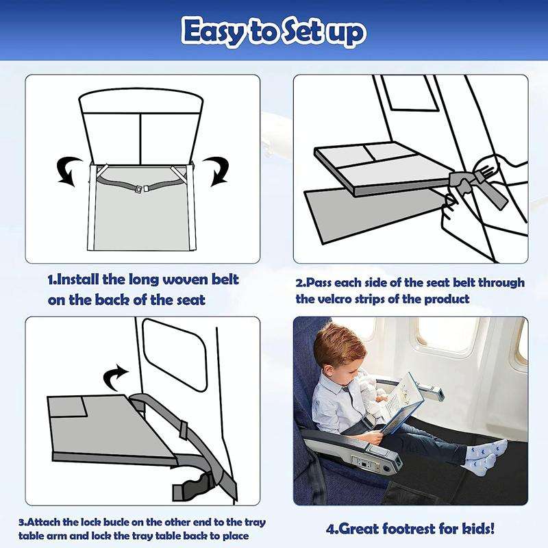 79 x 44cm Kids Airplane Seat Extender Portable Travel Seat Cushion(Blue)