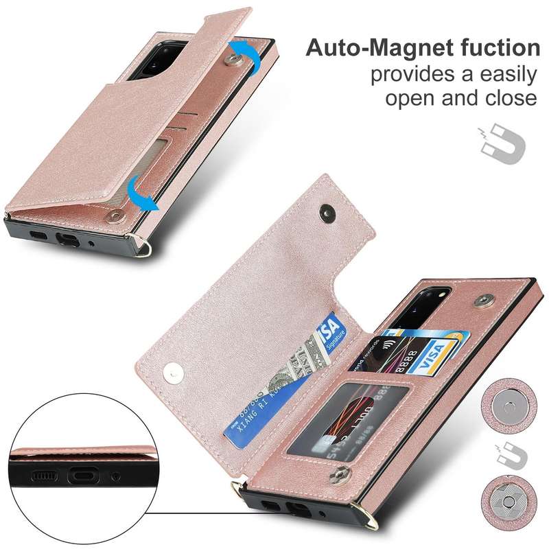 For Samsung Galaxy Note20 Cross-body Square Double Buckle Flip Card Bag TPU+PU Case with Card Slo...