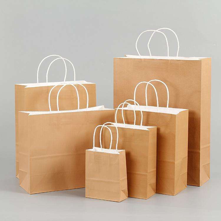 10 PCS Elegant Kraft Paper Bag With Handles for Wedding/Birthday Party/Jewelry/Clothes, Size:12x1...