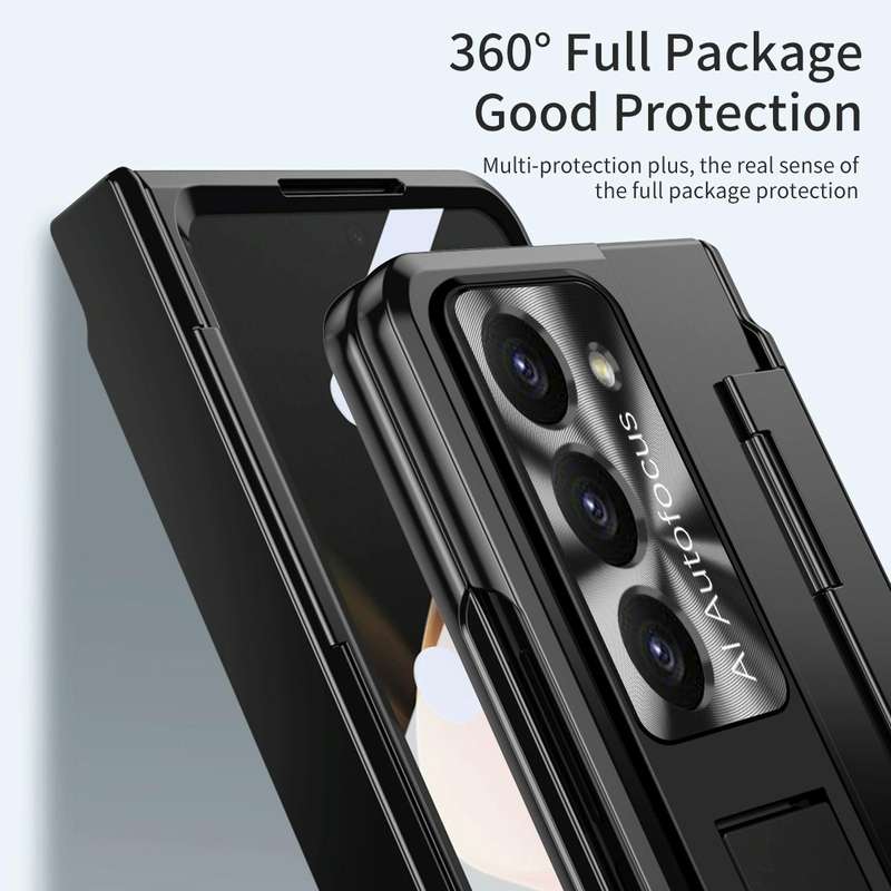 For Samsung Galaxy Z Fold5 5G Integrated Folding Hinge Phone Case with Stylus(Black)