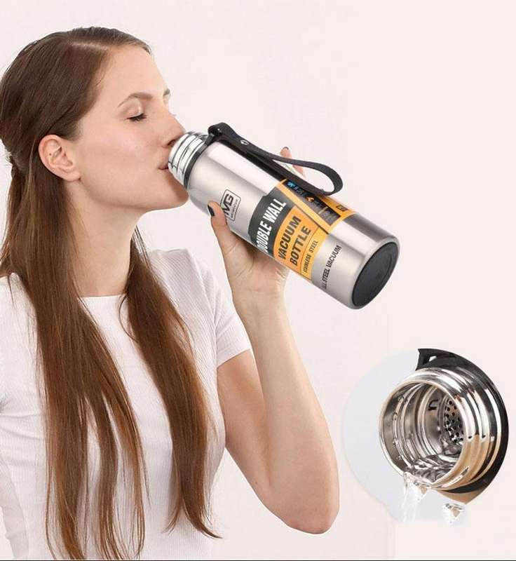 Outdoor Thermos Portable Large Capacity Insulated Cup, Capacity:500ml(Silver)