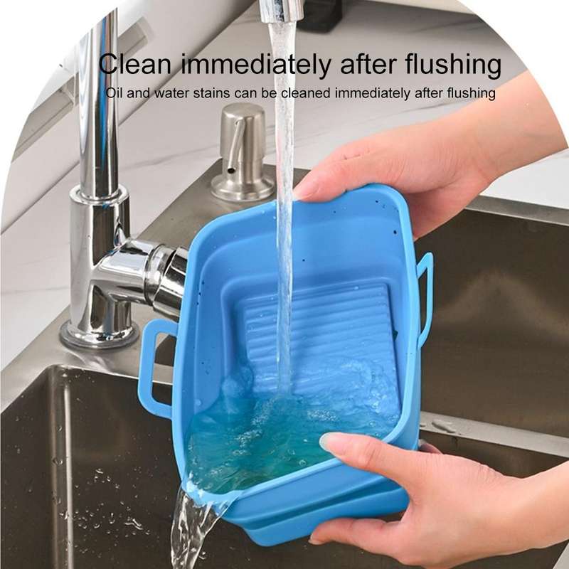 Rectangular Double Pull Basket Foldable Silicone Air Fryer Baking Pan(Grey)