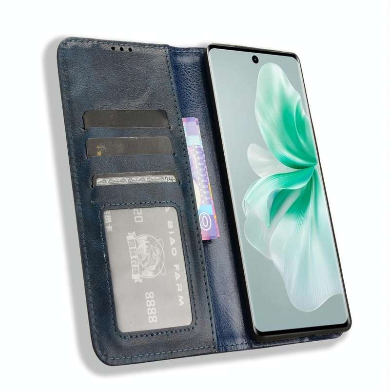 For vivo V30 5G / V30 Pro 5G Magnetic Buckle Retro Texture Leather Phone Case(Blue)