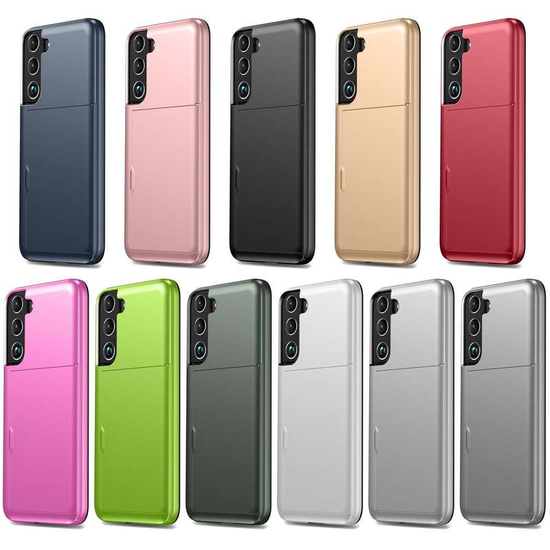 For Samsung Galaxy S22 5G Shockproof Armor Phone Case with Card Slot(Gold)