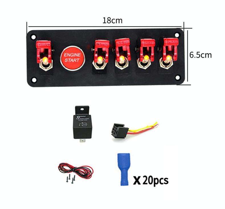 12V Universal Car One-key Start Button Modified Racing LED Light Rocker Switch Panel (Blue)