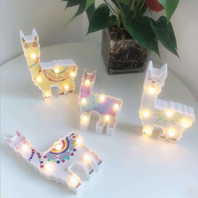 LED Painted Lantern Alpaca Night Light Holiday Decoration Room Posing Style Light(White)