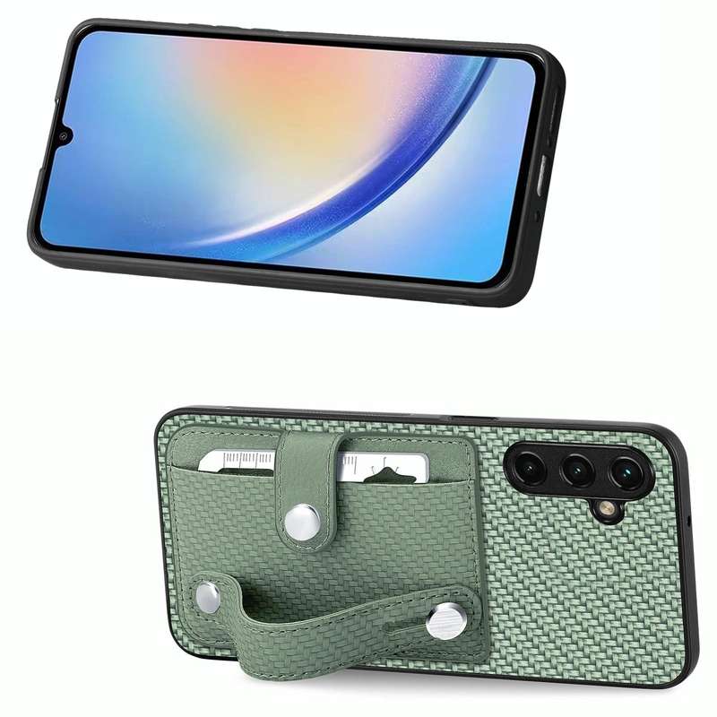 For Samsung Galaxy A34 5G Wristband Kickstand Card Wallet Back Cover Phone Case with Tool Knife(G...