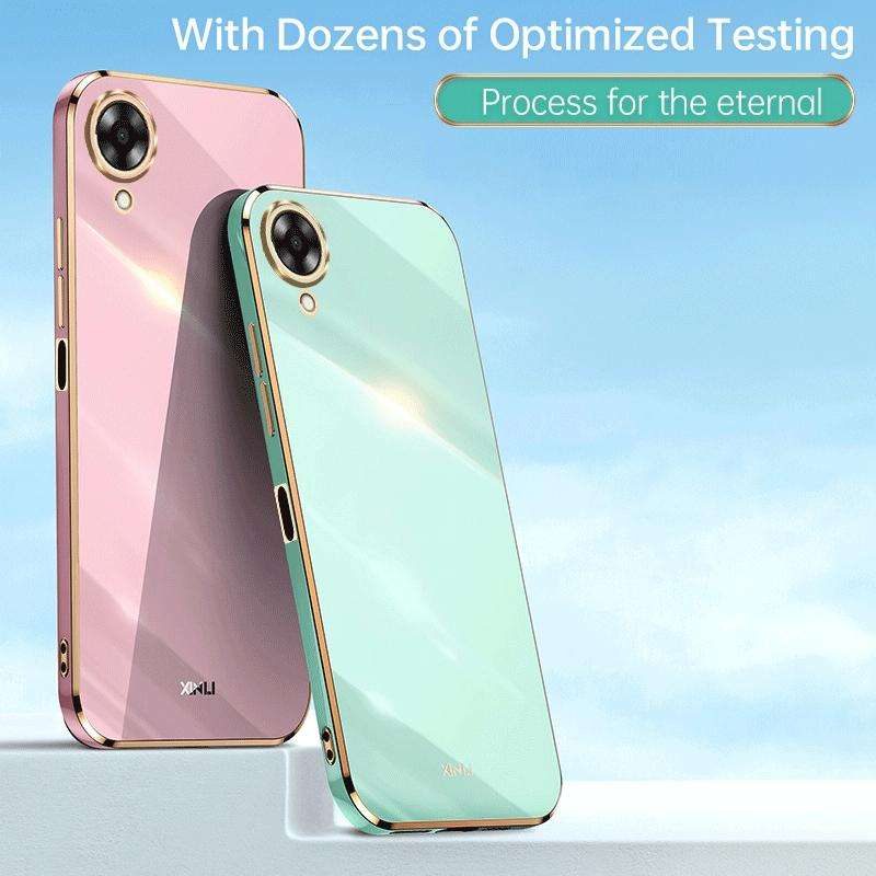 For OPPO A17k XINLI Straight 6D Plating Gold Edge TPU Phone Case(Cherry Purple)