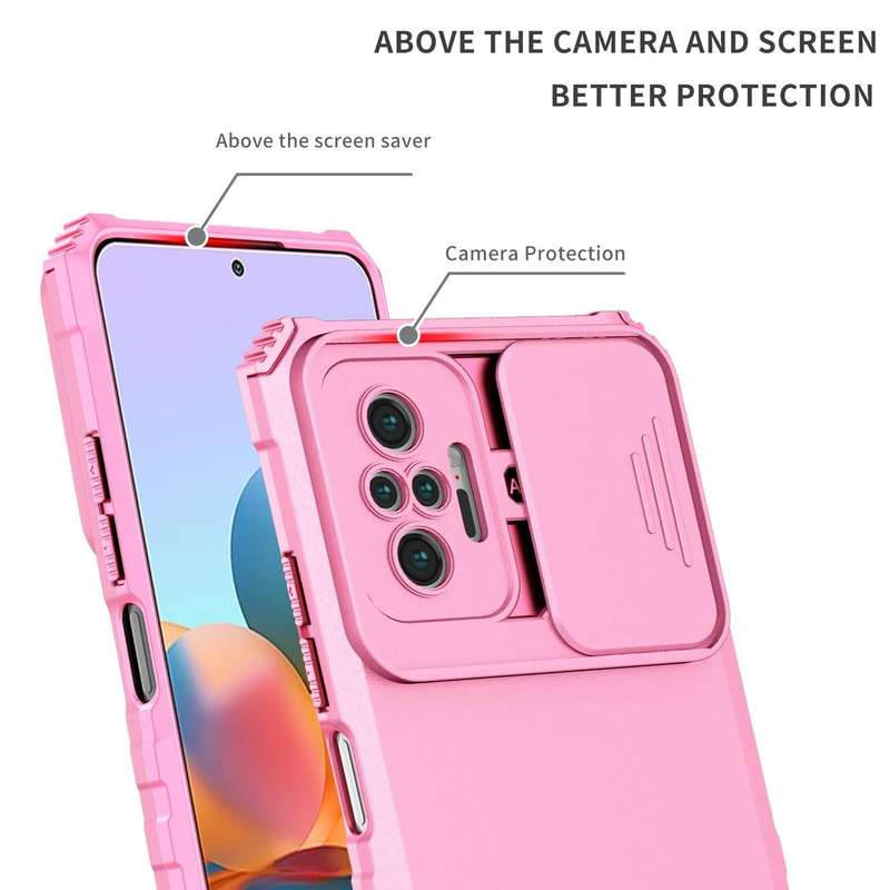 For Xiaomi Redmi Note 10 Pro 4G Stereoscopic Holder Sliding Camshield Phone Case(Pink)