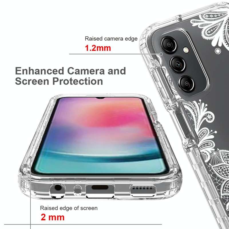 For Samsung Galaxy A24 5G / 4G Transparent Painted Phone Case(White Flower)