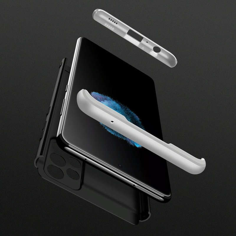 For Samsung Galaxy A72 5G / 4G GKK Three Stage Splicing Full Coverage PC Case(Black Silver)