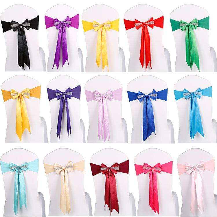 For Wedding Events Party Ceremony Banquet Christmas Decoration Chair Sash Bow Elastic Chair Ribbo...