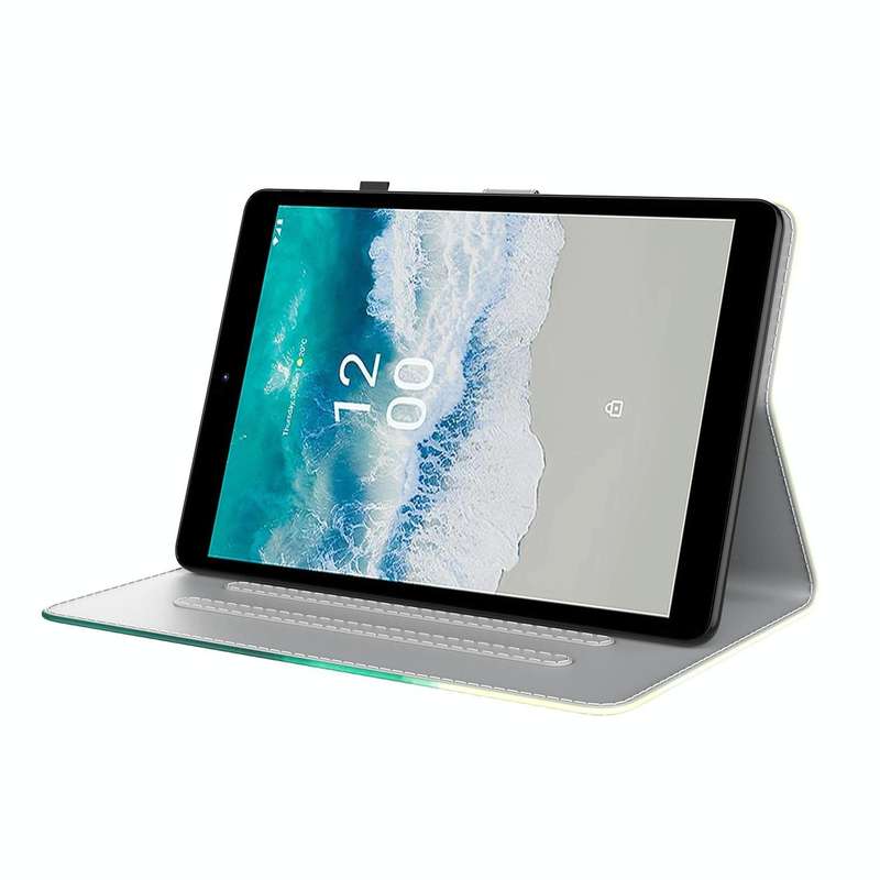 For Nokia T10 Watercolor Pattern Flip Leather Tablet Case(Cyan Green)