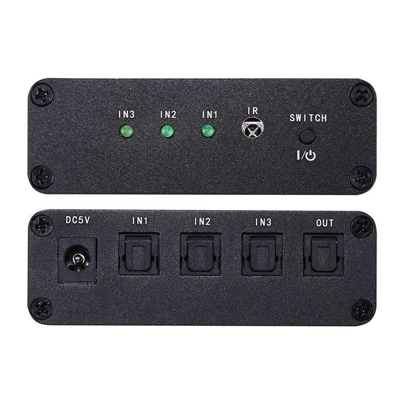 NK-3X1 Full HD SPDIF / Toslink Digital Optical Audio 3 x 1 Switcher Extender with IR Remote Contr...