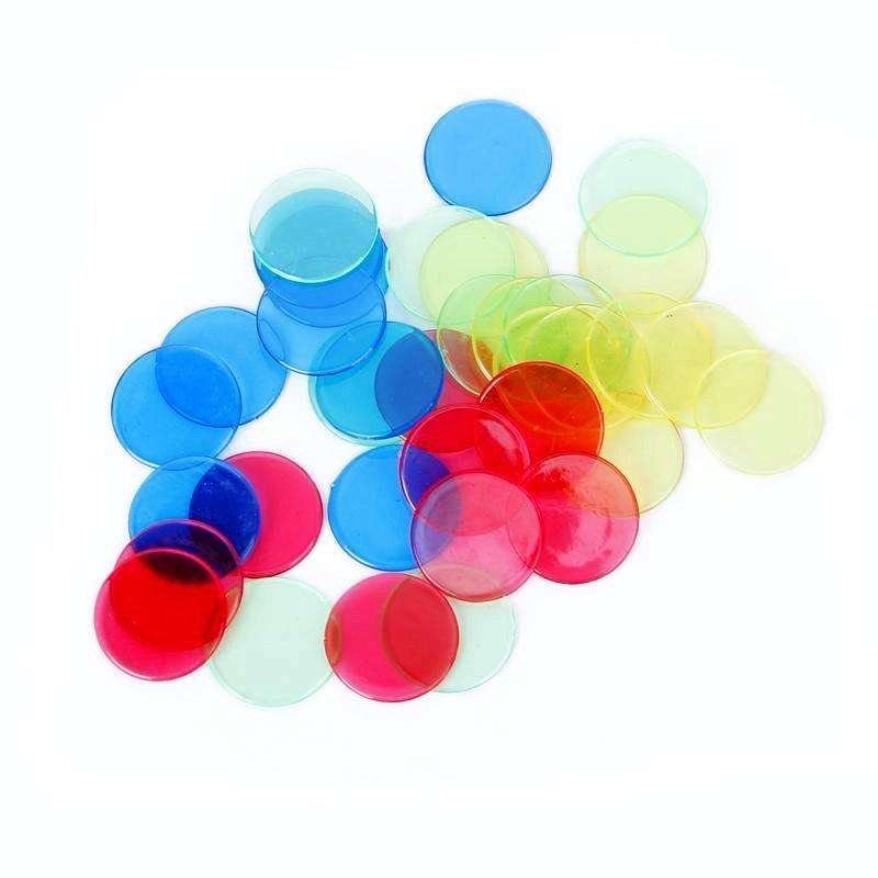 100 PCS Transparent Plastic Casino Poker Chips Bingo Tag Token Children Toys Gifts(Random Color D...