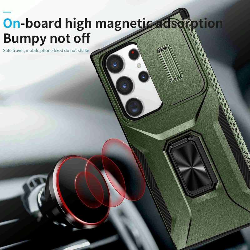 For Samsung Galaxy S23 Ultra 5G Sliding Camshield Holder Phone Case(Alpine Green)
