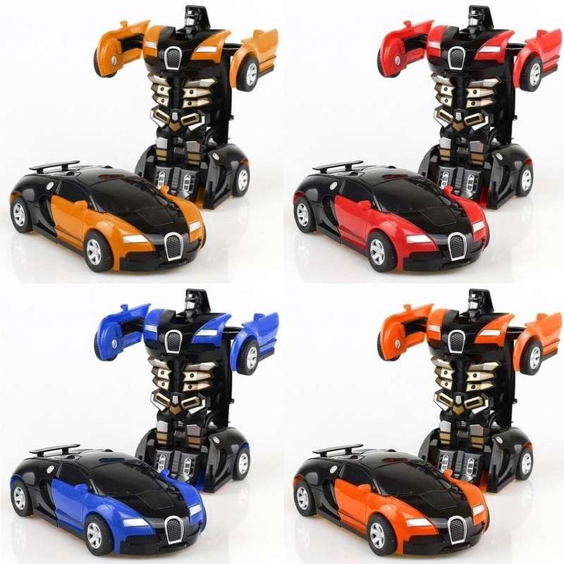 One-click Transforming Toy Car Impact Deformation Toy Model Car(Red)
