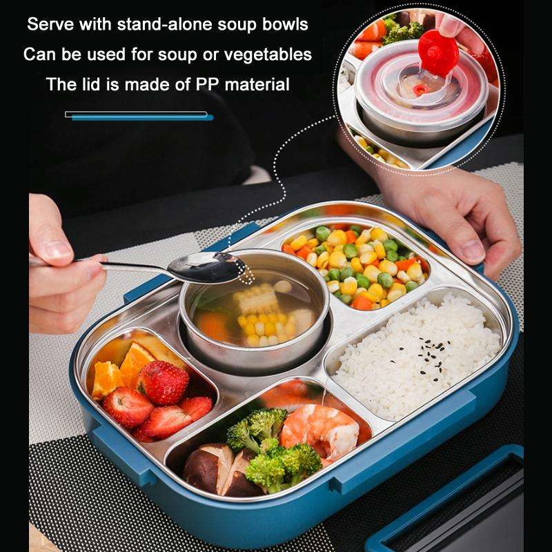 304 Stainless Steel Double-Layer Large-Capacity Portable Lunch Box, Color: Lemon Yellow(Medium 5 ...