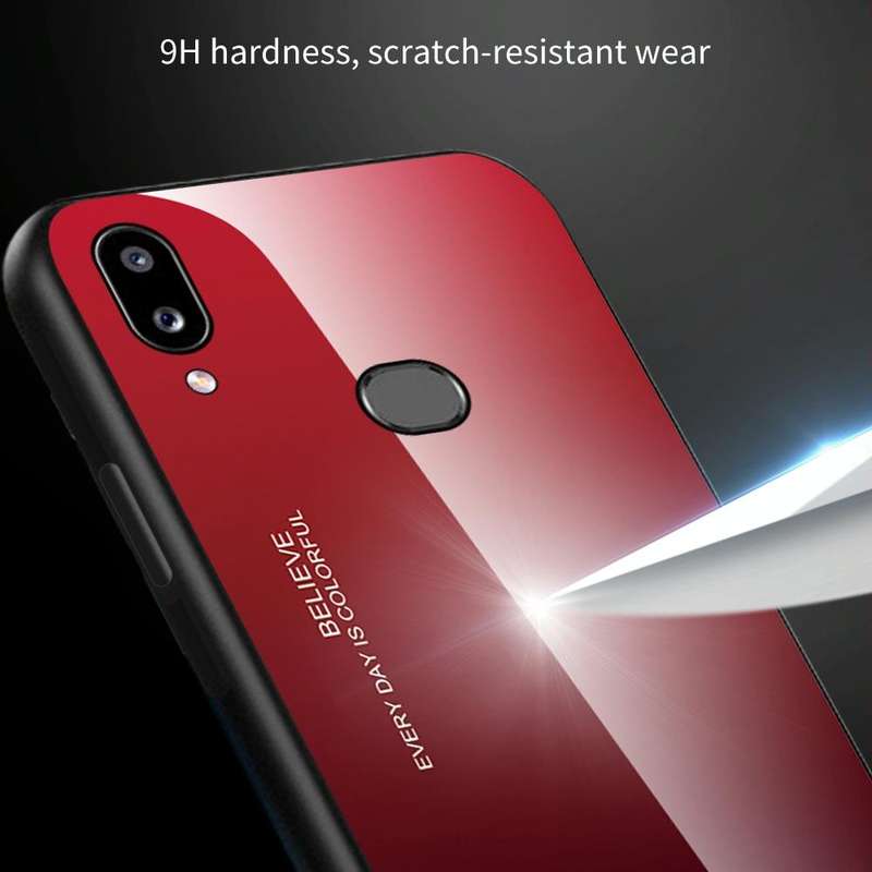 For Galaxy A10s Gradient Color Glass Case(Blue)
