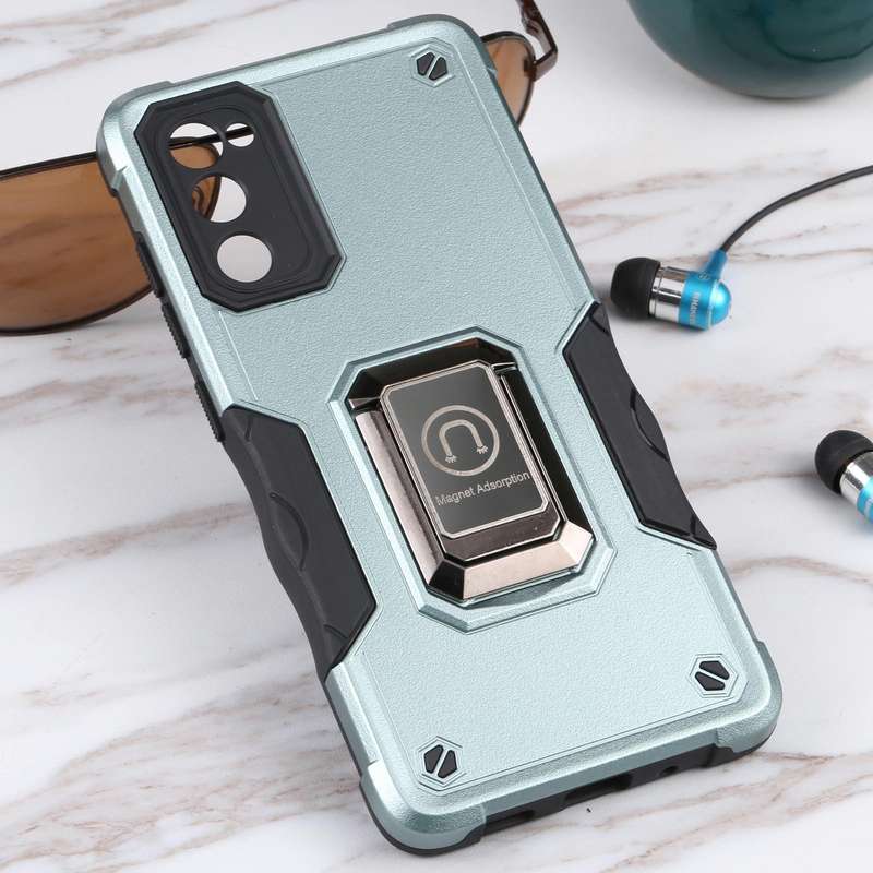 For Samsung Galaxy S20 FE Ring Holder Non-slip Armor Phone Case(Green)