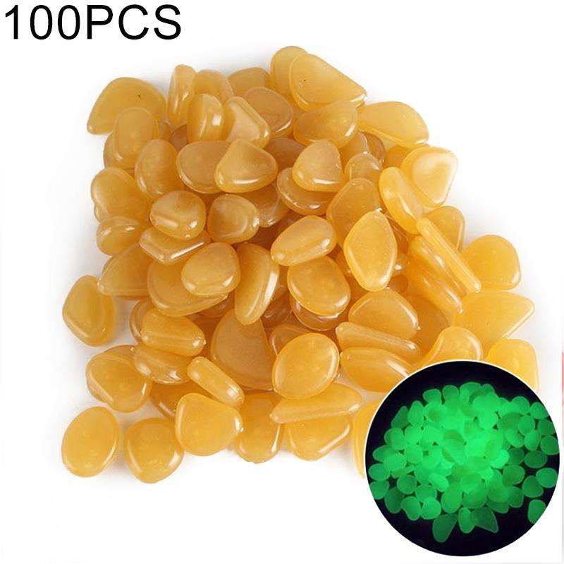 100 PCS Glow in The Dark Garden Pebbles for Walkways & Decoration and Plants Luminous Stones(Orange)