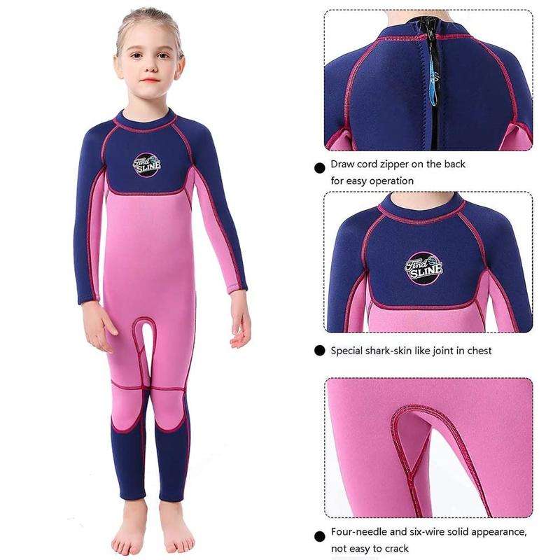 SLINX 1902 Long Sleeve Warm Kids Sun Protection Wetsuit, Size: M(Twilight)