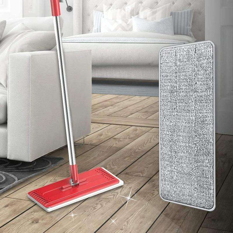 5 PCS Flat Mop Head Microfiber Hook-And-Loop Replacement Cloth
