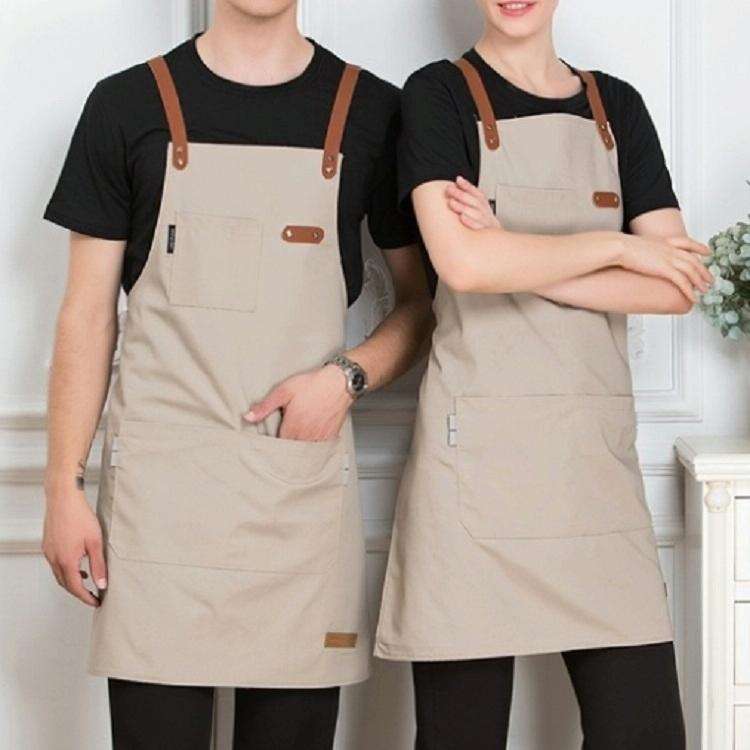 Milk Tea Coffee Fondue Restaurant Canvas Apron(Khaki)