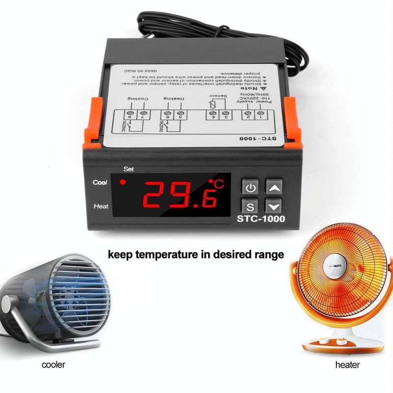 STC-1000 220V Digital Temperature Controller LED Temperature Regulator Thermostat for Incubator R...