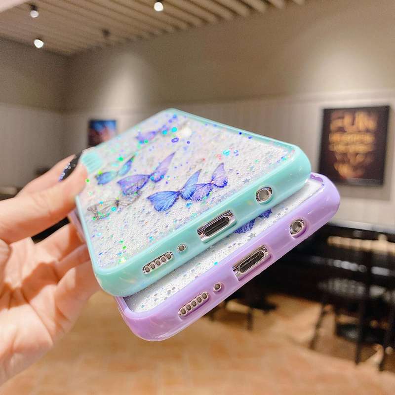 For Samsung Galaxy A53 5G Color Butterfly Glitter Epoxy TPU Phone Case(Pink)