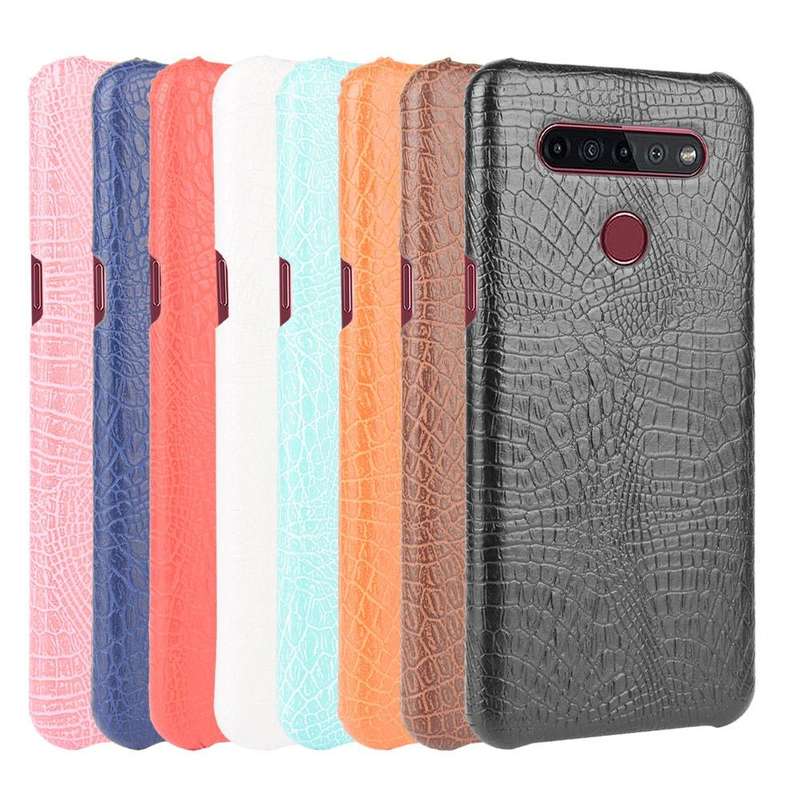 For LG K51S Shockproof Crocodile Texture PC + PU Case(Black)