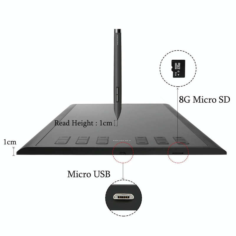 HUION Inspiroy Series 1060Plus (8192) 5080LPI Professional Art USB Graphics Drawing Tablet for Wi...