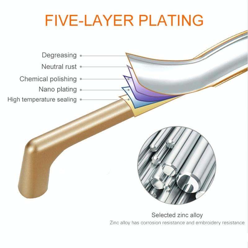 9009-256 Modern Simple Cabinet Door Handle Drawer Wardrobe Zinc Alloy Handle(Gold)