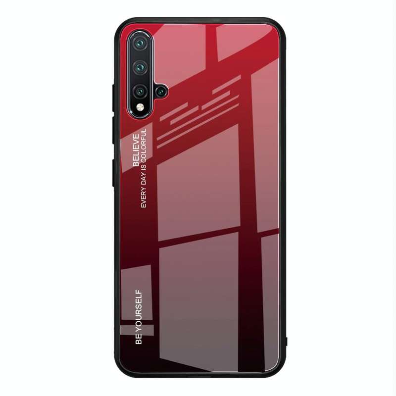 For Huawei Nova 5 / Nova 5 Pro Gradient Color Glass Case(Red)