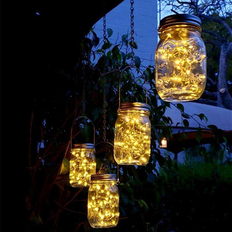 10 LEDs Solar Energy Mason Bottle Cap Pendent Lamp Outdoor Decoration Garden Light, Not Include B...