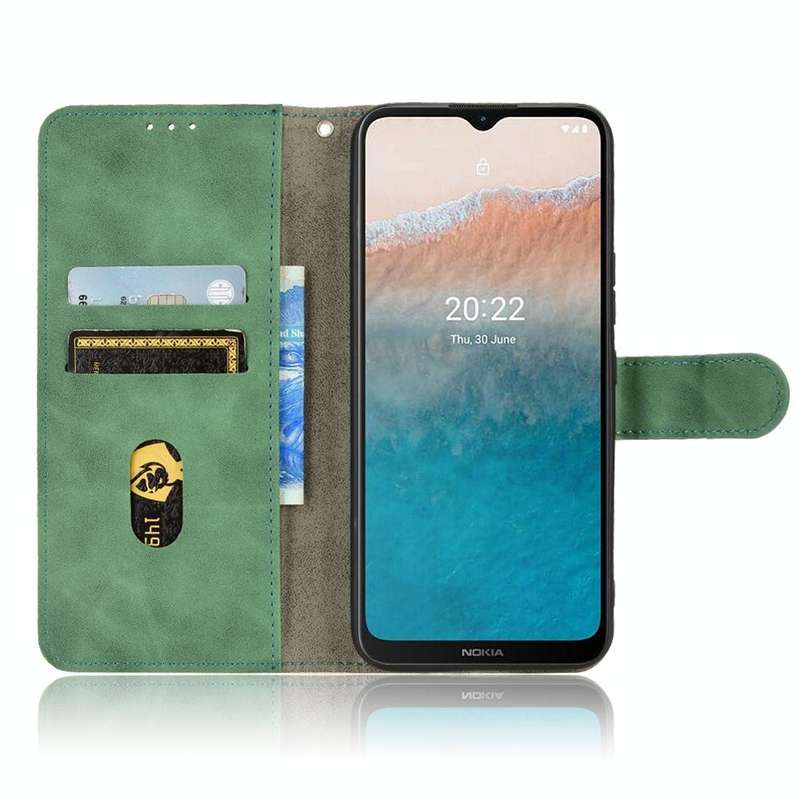 For Nokia C21 Plus Skin Feel Magnetic Flip Leather Phone Case(Green)