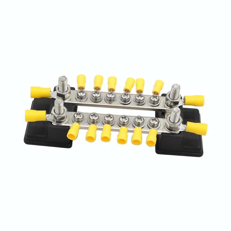 CP-3052 150A 12-48V RV Yacht Double-row 6-way Busbar with 16pcs Terminals(Black)