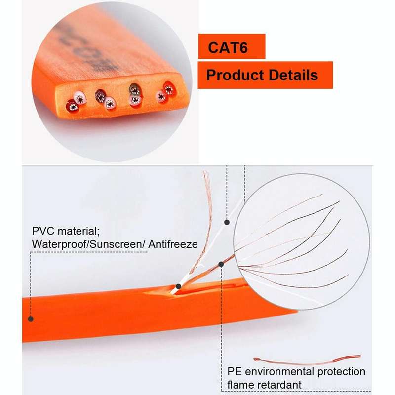 10m CAT6 Ultra-thin Flat Ethernet Network LAN Cable, Patch Lead RJ45 (Blue)