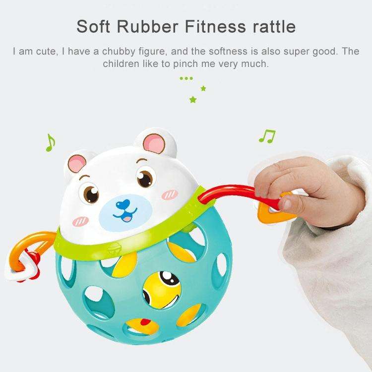 Baby Animal Soft Plastic Can Bite Hand Toy Baby Educational Toys(Polar Bear)
