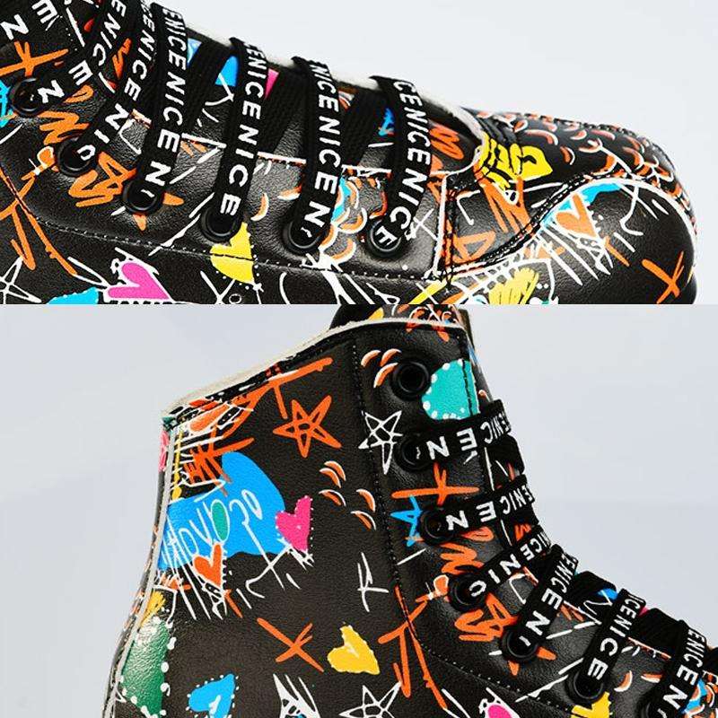 Adult Children Graffiti Roller Skates Shoes Double Row Four-Wheel Roller Skates Shoes, Size: 40(F...