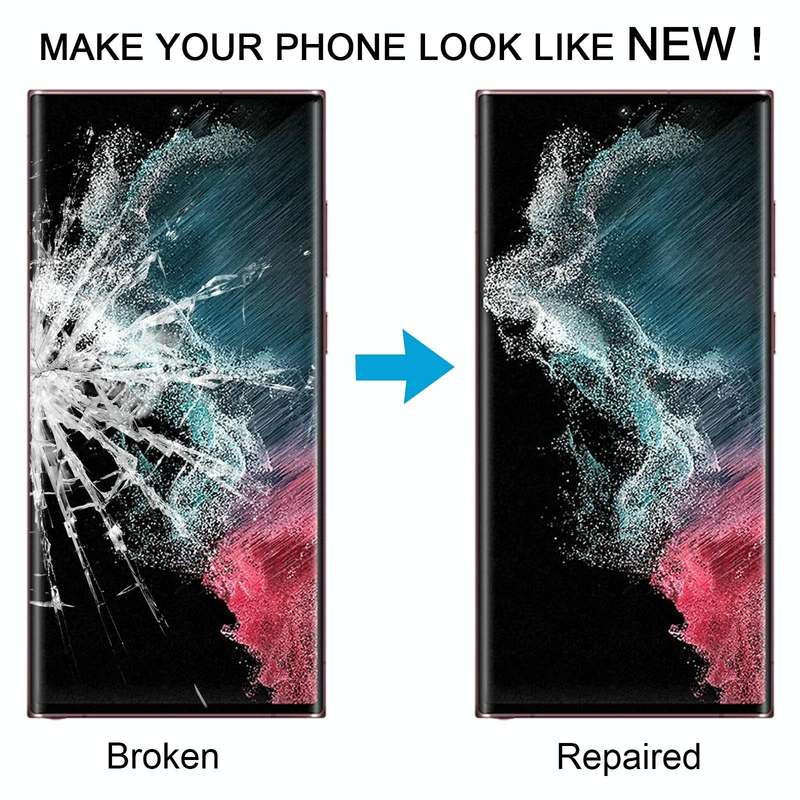 For Samsung Galaxy S22 Ultra SM-S908B Front Screen Outer Glass Lens with OCA Optically Clear Adhe...